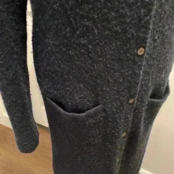 3 Dots Womens Long Black Cardigan buttons acrylic poly mohair wool blend  M - Picture 8 of 14